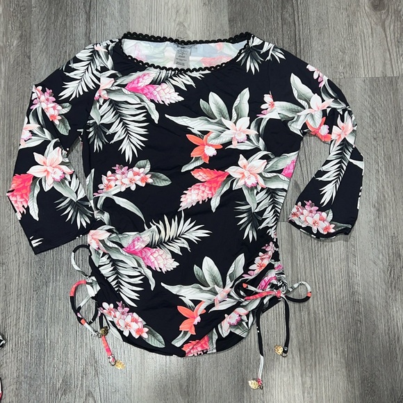 Tommy Bahama's "Ginger Flowers" Tankini, Rash Guard Top & skirt,(4pcs) size S/M - Picture 4 of 12